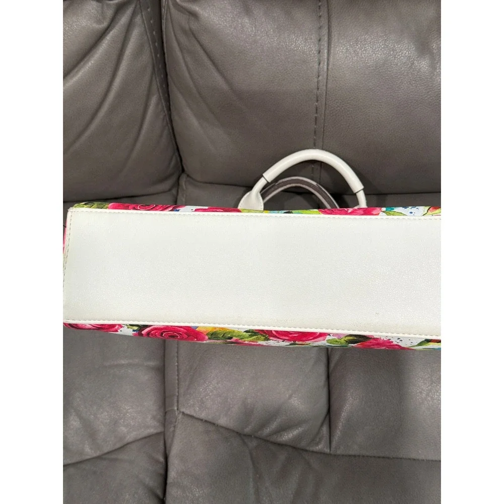 Juicy Couture Rose Print Satchel‎ Handbag White Pink Los Angeles California